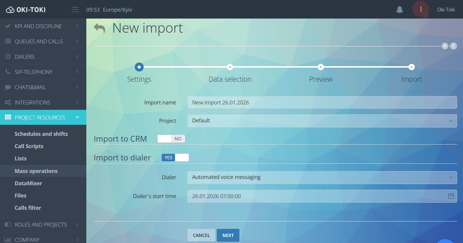 Number import settings