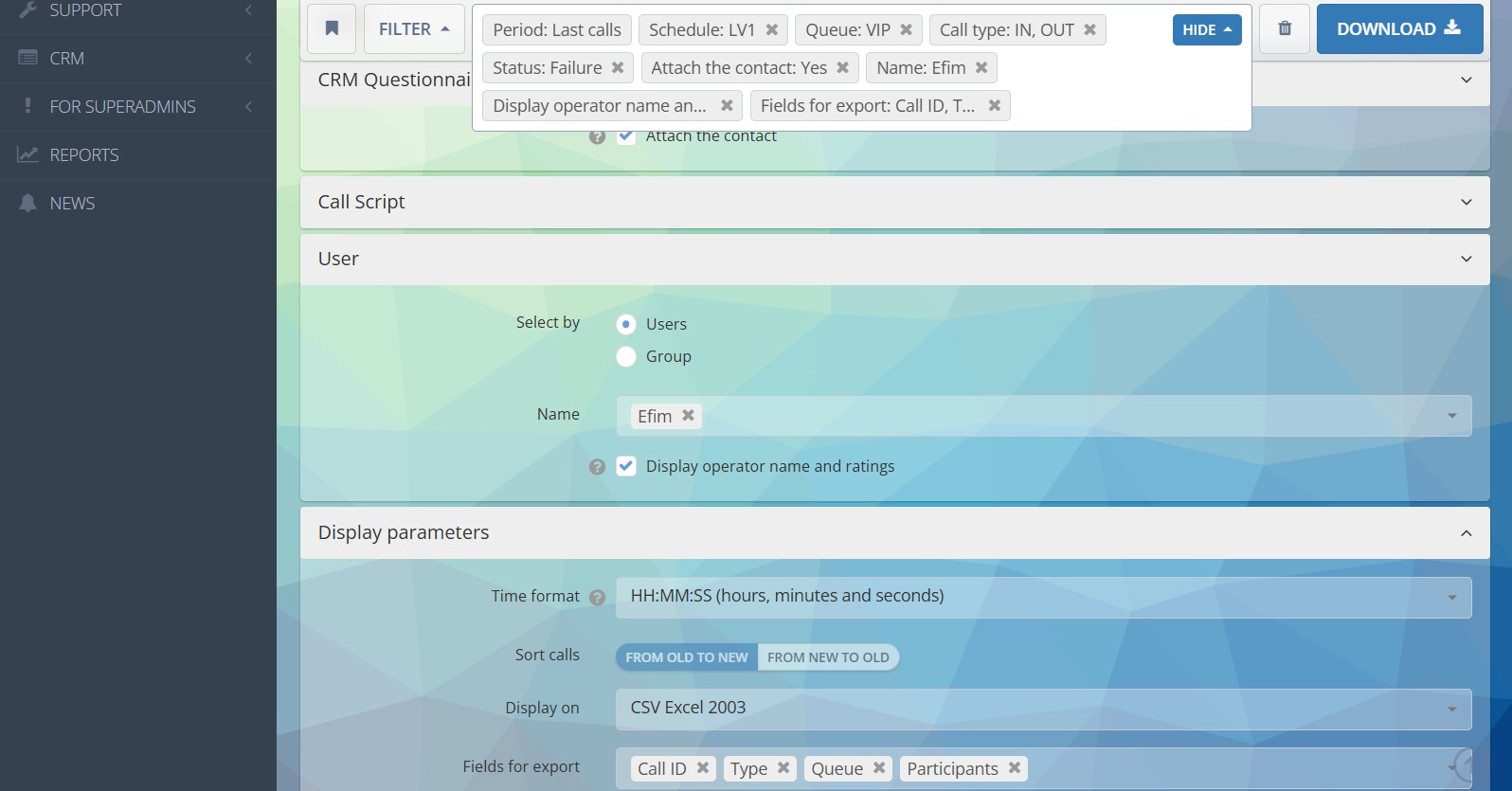 Choosing parameters