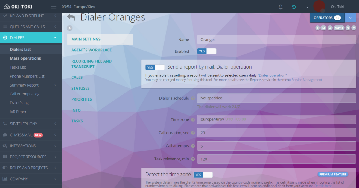 Autodialer setup