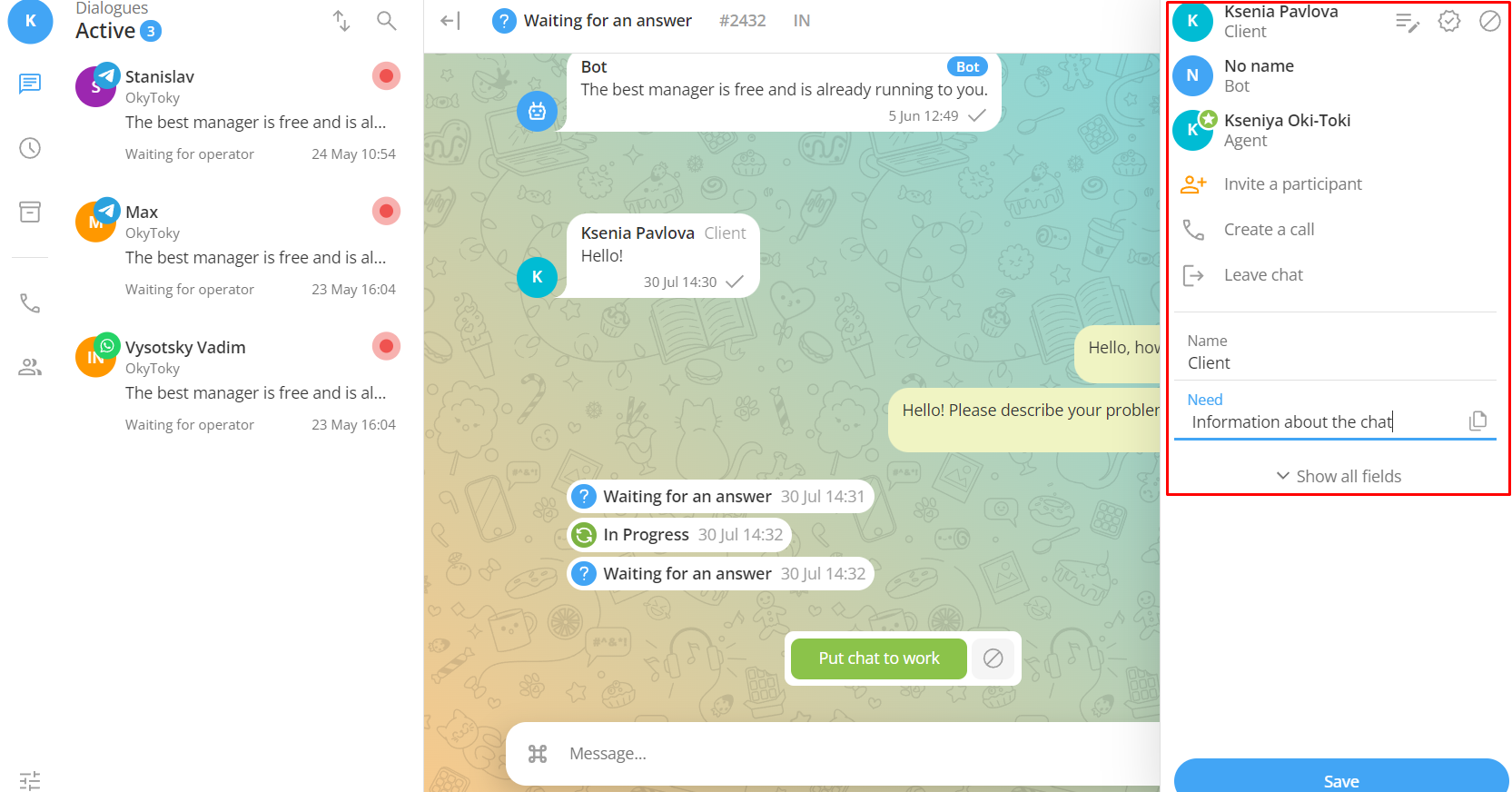 Chats through Oki-Toki