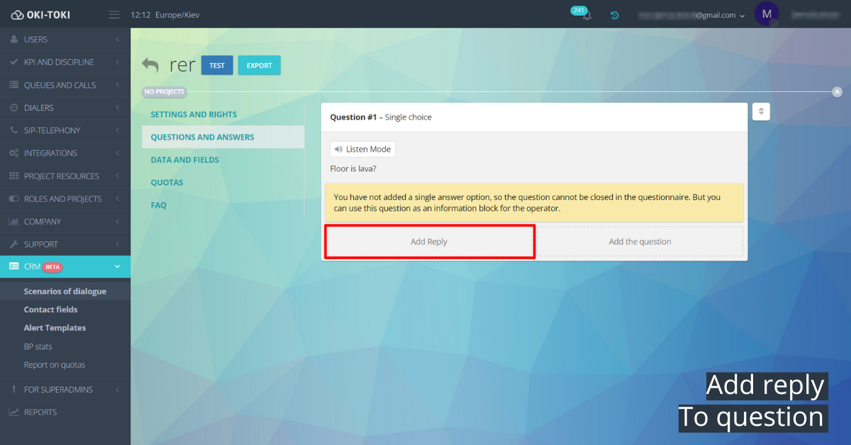 dialogue script: Add reply