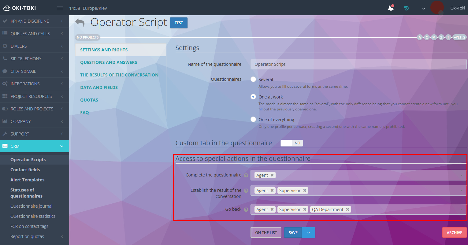 Permission settings