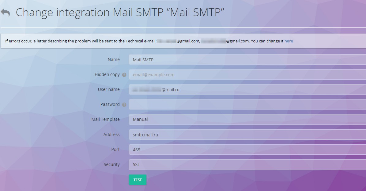 Setting up Mail SMTP Integration in Oki-Toki