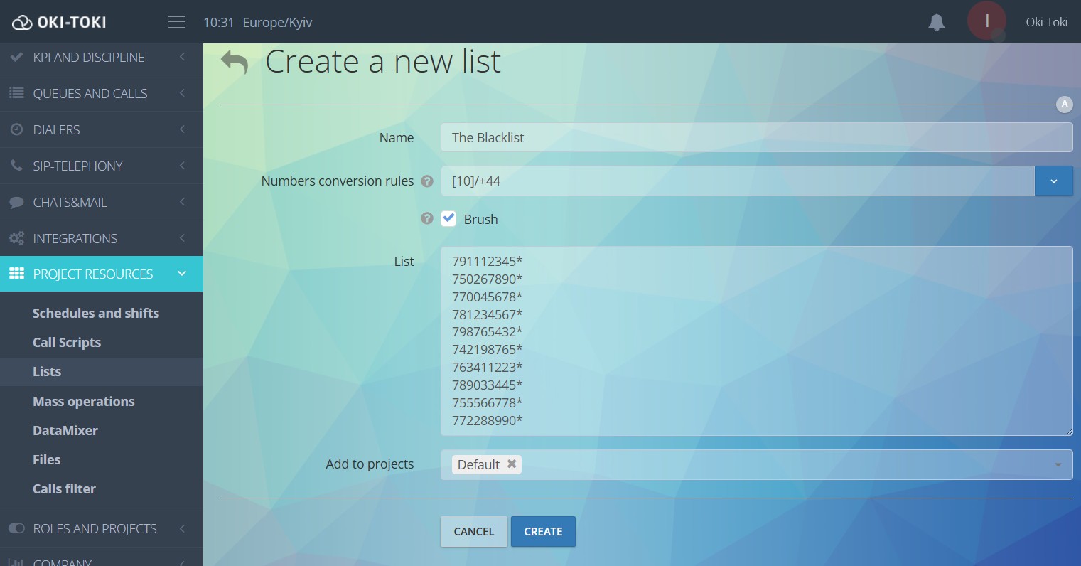 Creating a list of numbers