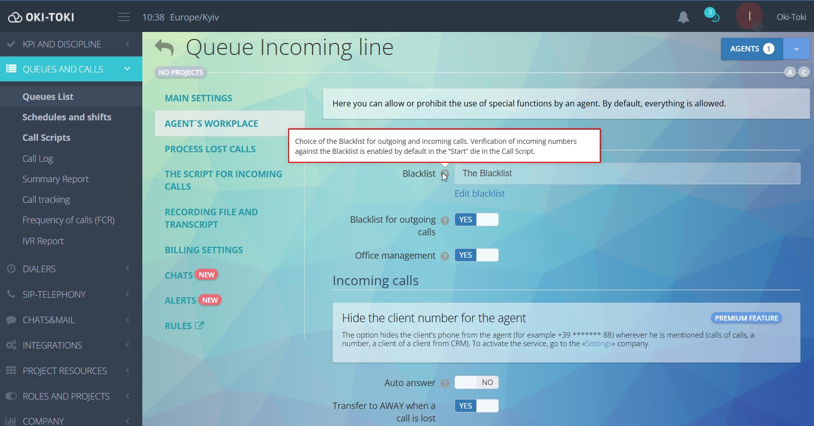 Blacklist for inbound and outbound calls