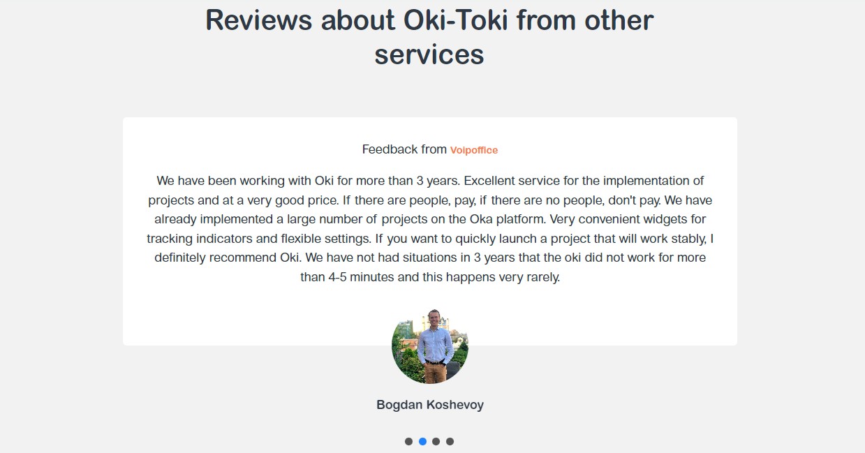 Feedback on the work of the Oki-Toki service
