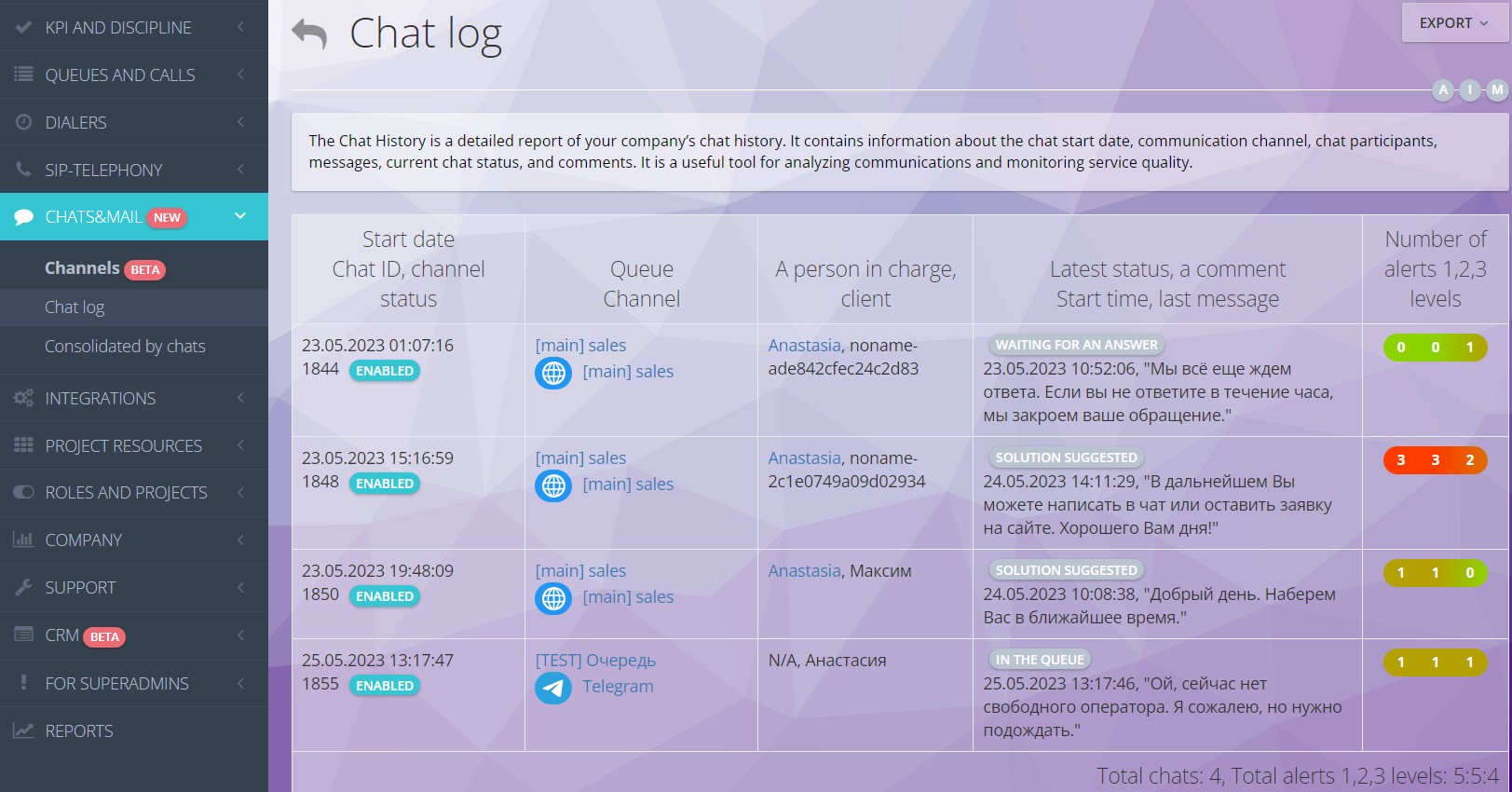 Log on chats in Oki-Toki