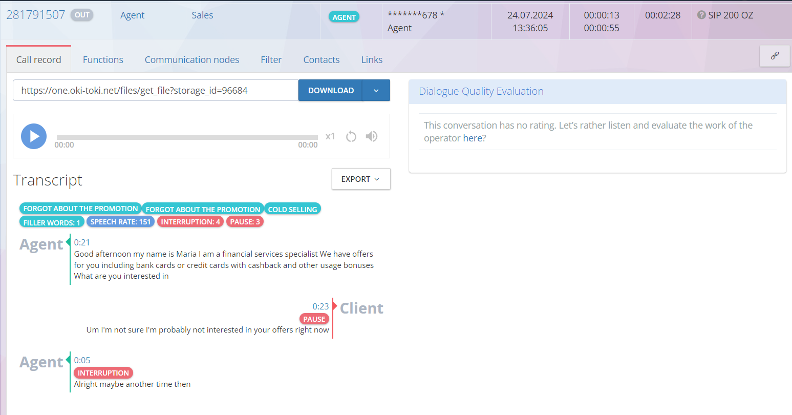 Monitoring of conversation recordings