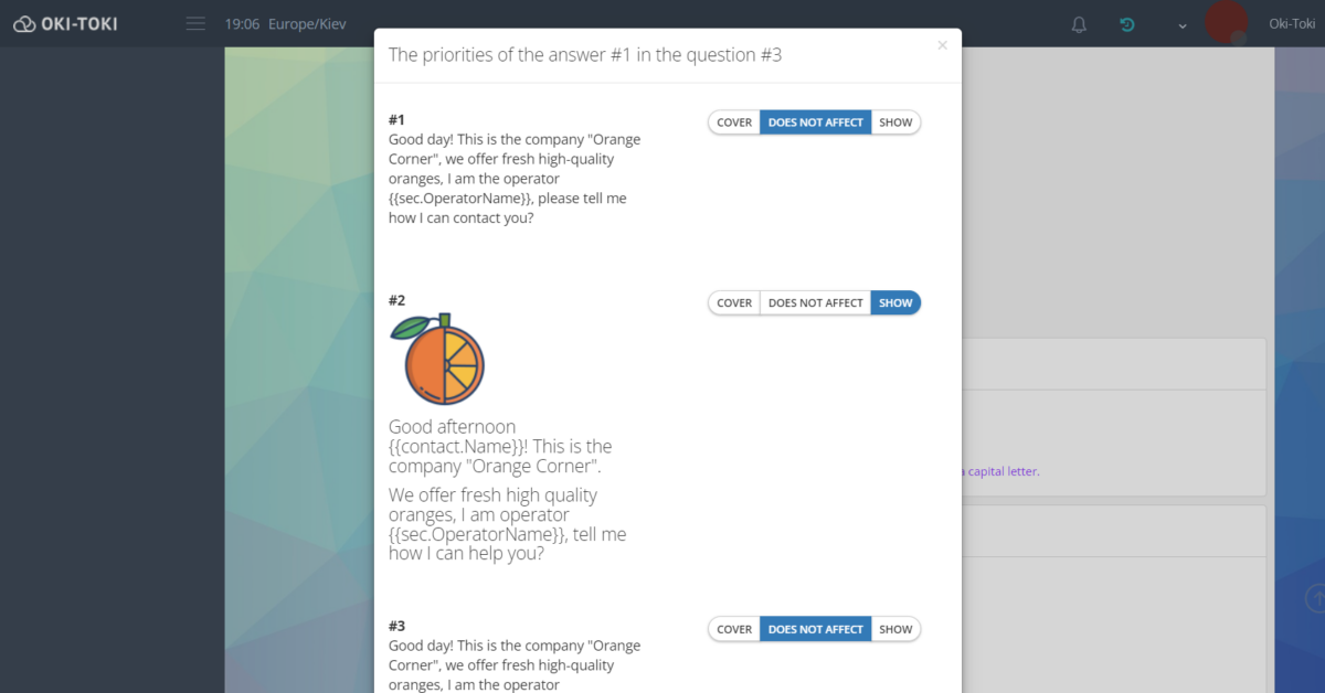 Priorities and order of questions