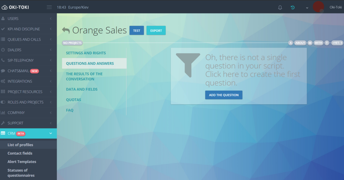 Creating a question for questionnaire