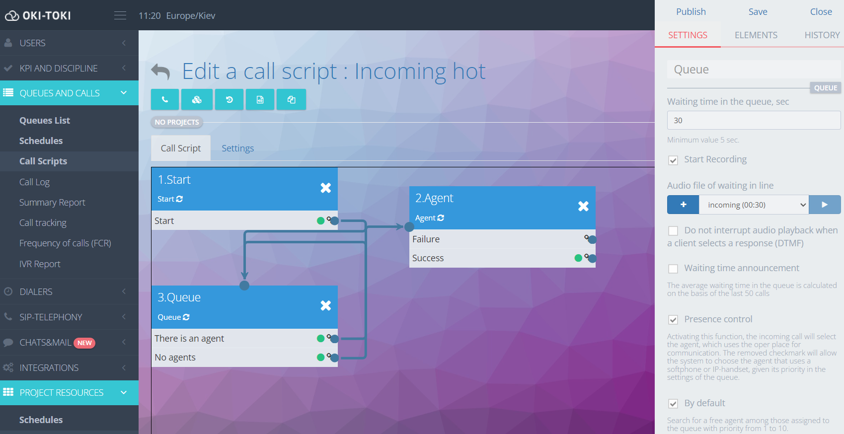 Waiting time in Call Script