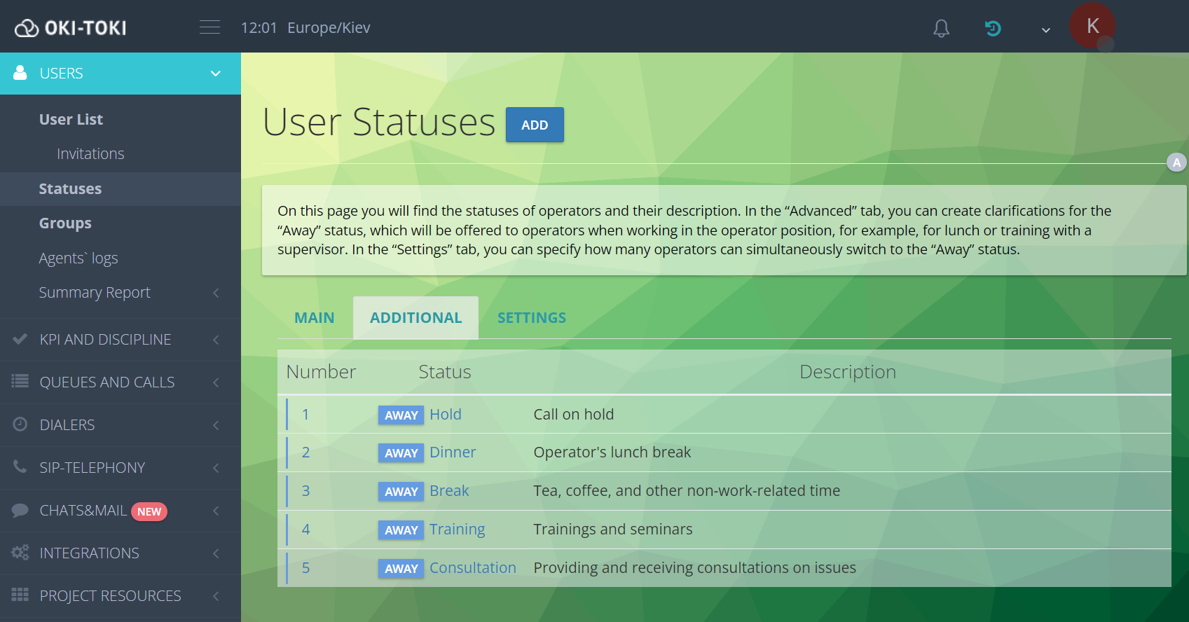 Clarifications for the “Away” Status