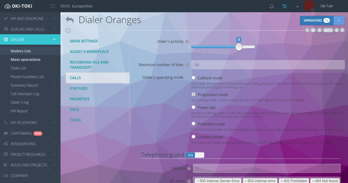 Choosing the dialer mode