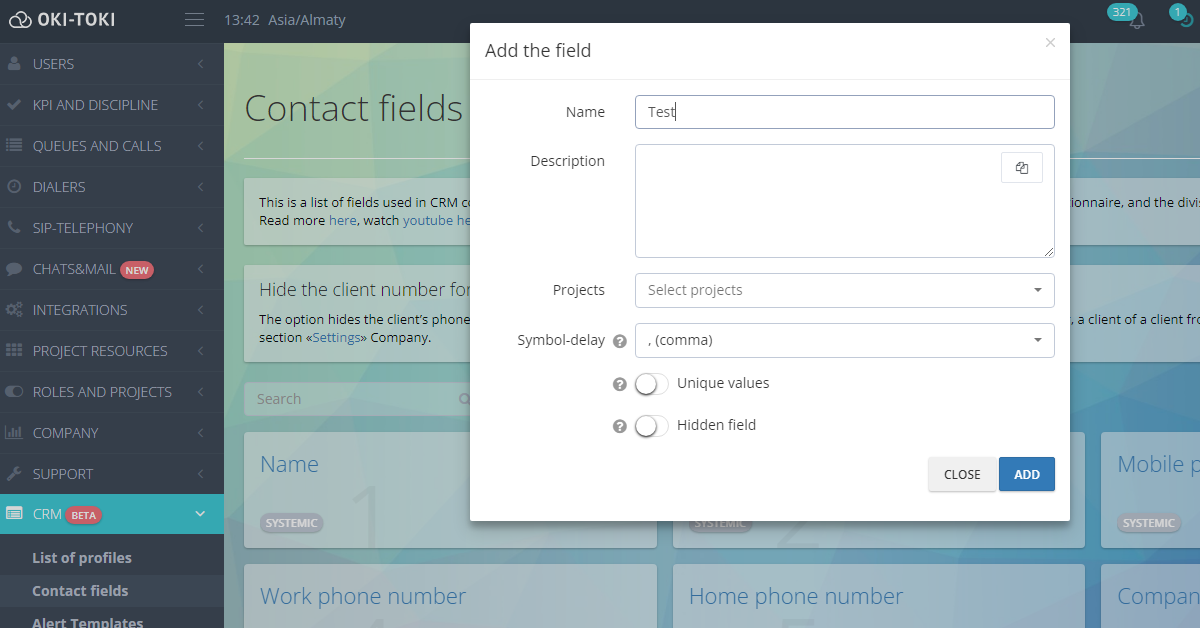 Creating contact fields