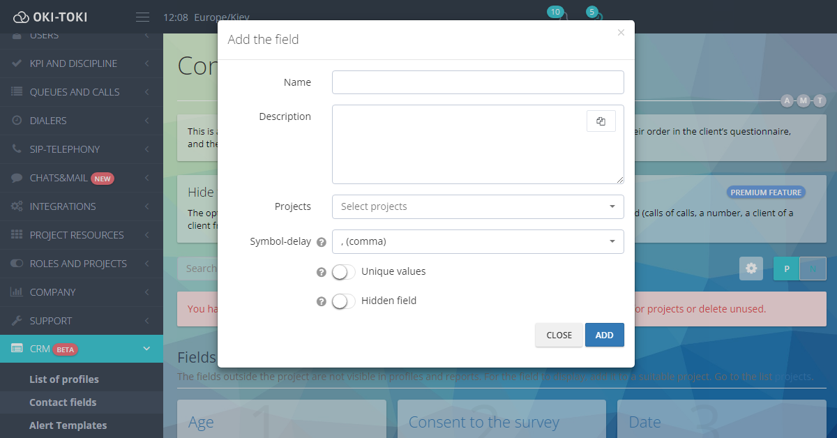 Creating contact fields