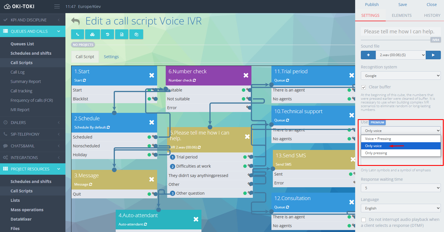 Voice recognition selection