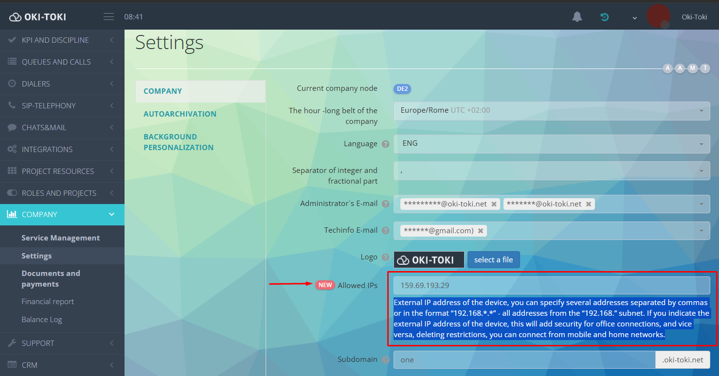 IP settings