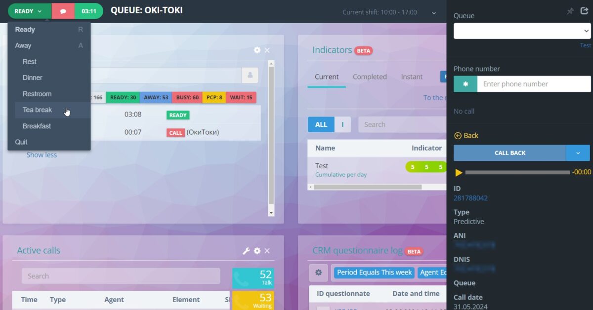 Agent's workspace in the browser