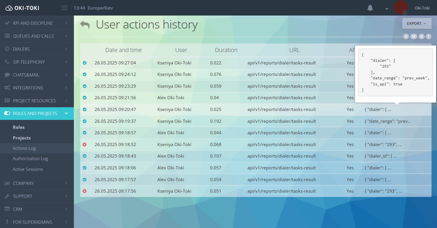 Action Log