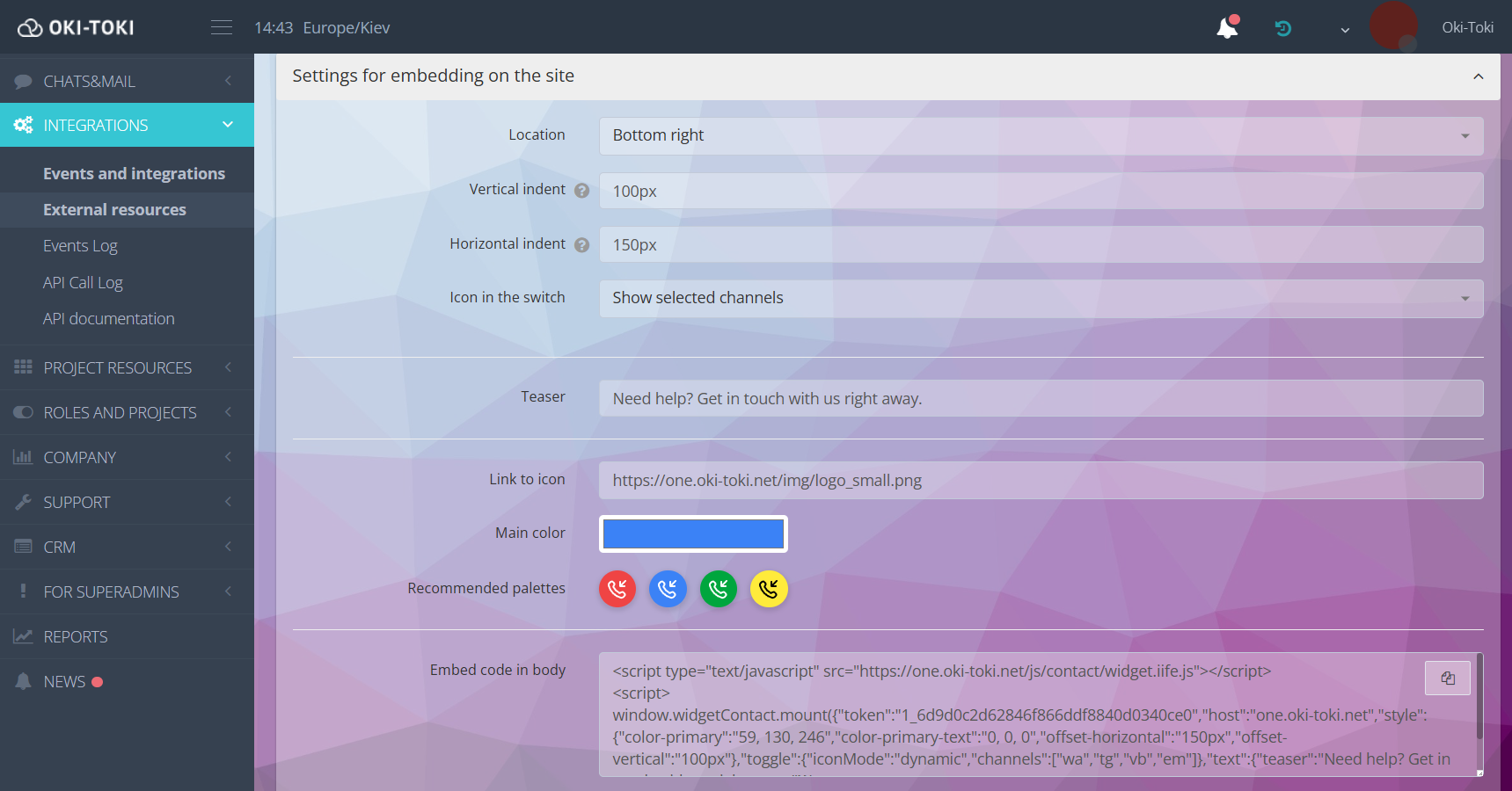 Customizing the design of the widget